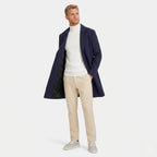 Men's Wool-Blend Overcoat Single-Breasted Notch Lapel  Tailored Fit