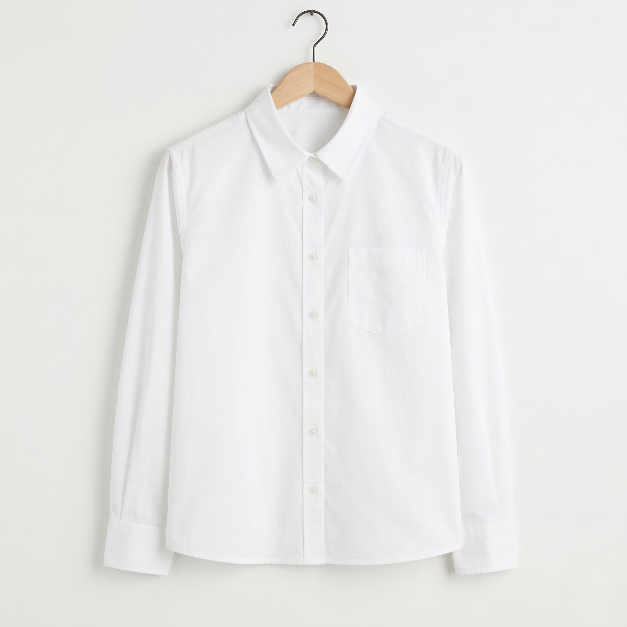 Women's Shirt Long Sleeve Point Collar Button-Down Relaxed Fit