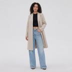 Women's Wool-Blend Coat Notch Lapel Relaxed Fit