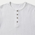 Men's Ribbed Knit Henley Top Long Sleeves Slim Fit