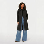 Women's Trench Coat Single-Breasted Longline with Pointed Collar Tailored Fit