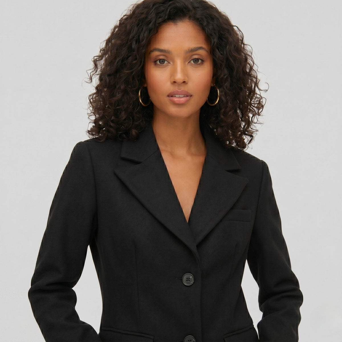 Women's Wool-Blend Coat Longline Flap Pockets Tailored Fit