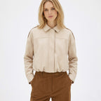 Women's Faux Suede Bomber Jacket Point Collar Oversized Fit