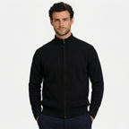 Men's Knit Cardigan Wool-Blend Zip Funnel Neck Regular Fit