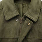 Women's Faux Suede Bomber Jacket Point Collar Oversized Fit