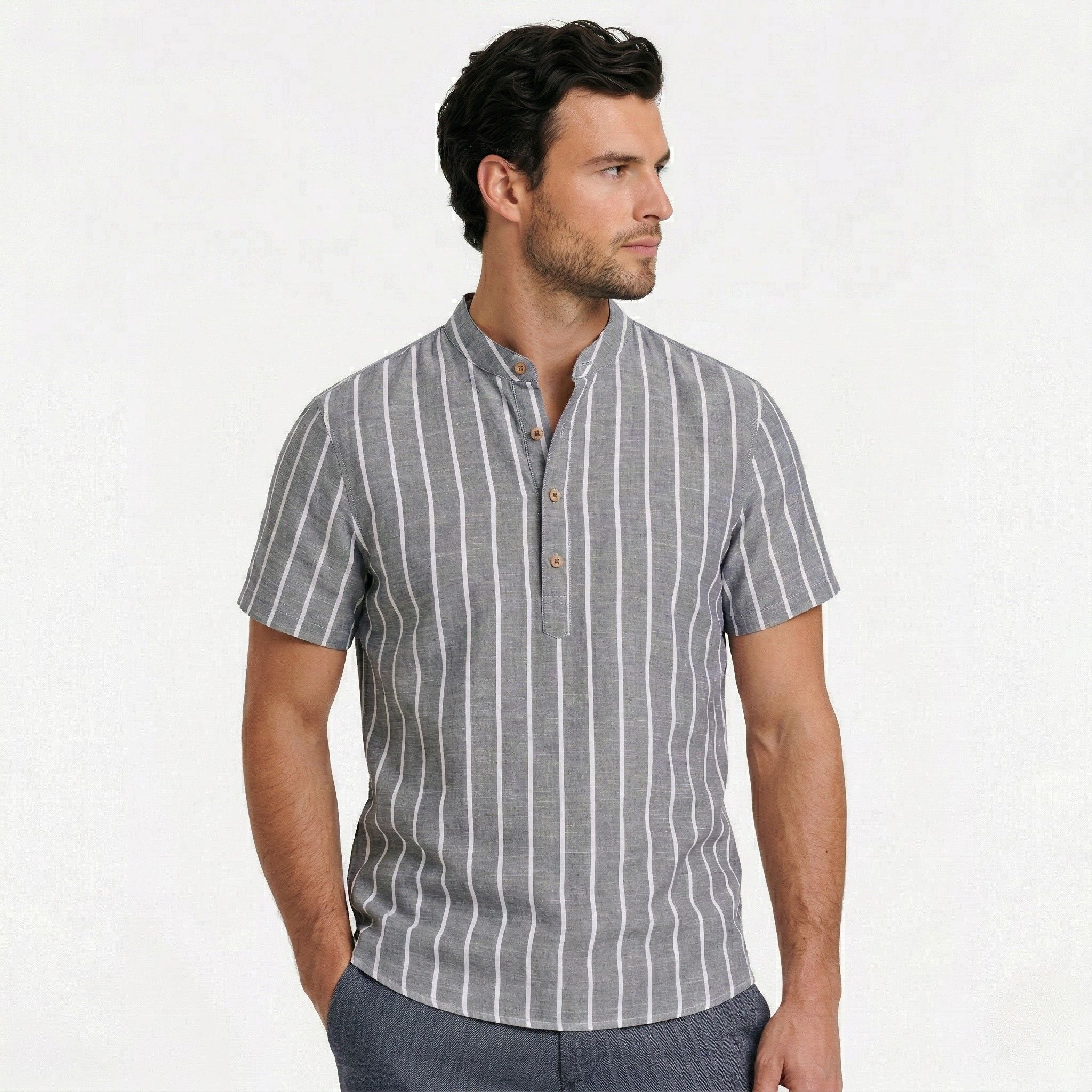 Men's Short Sleeve Shirt Striped Regular Fit