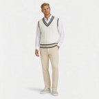 Men's Classic Knit Jumper V Neck Cable Wool Business Wear