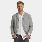 Men's Linen Jacket Notch Lapel Button-Front Blazer Relaxed Fit