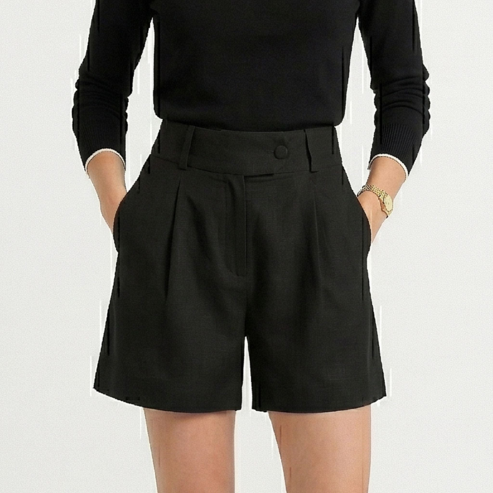 Women's High-Waist Shorts Double-Pleat Relaxed Fit