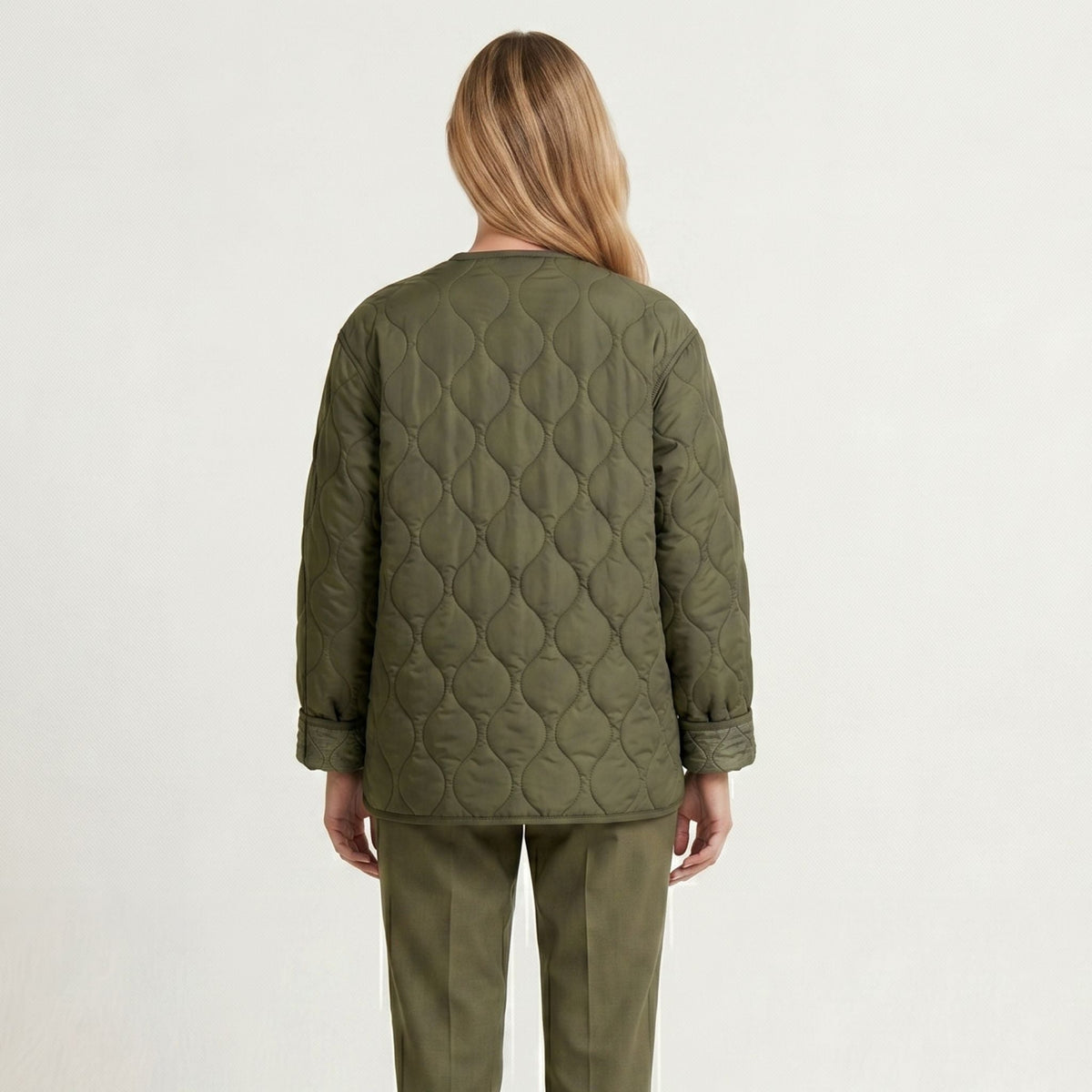 Women's Quilted Jacket Snap-Button Relaxed Fit