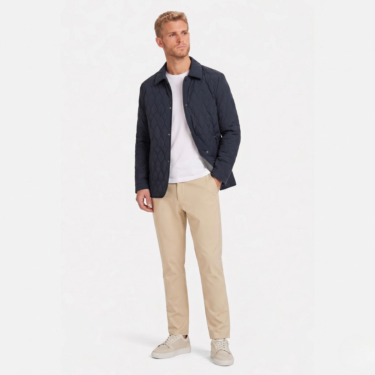 Men's Jacket Diamond Quilted Button Regular Fit