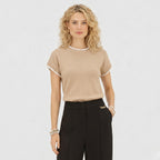 Women's Knit Jumper Short Sleeve Crew Neck Relaxed Fit