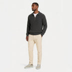 Men's Knit Polo Ribbed Quarter-Zip Relaxed Fit