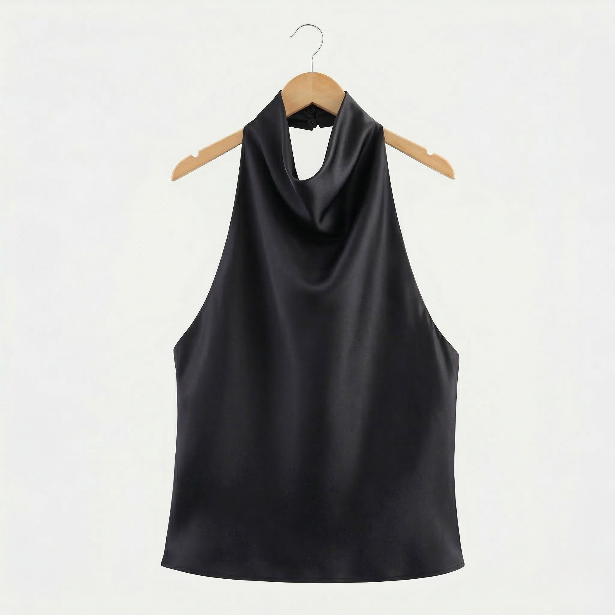 Women's Satin Top Halterneck Cowl Neck Backless