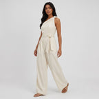 Women's Jumpsuit Dress Tie Waist Leg Relaxed Fit