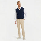 Men's Fine Knit Jumper Vest V-Neck Regular Fit
