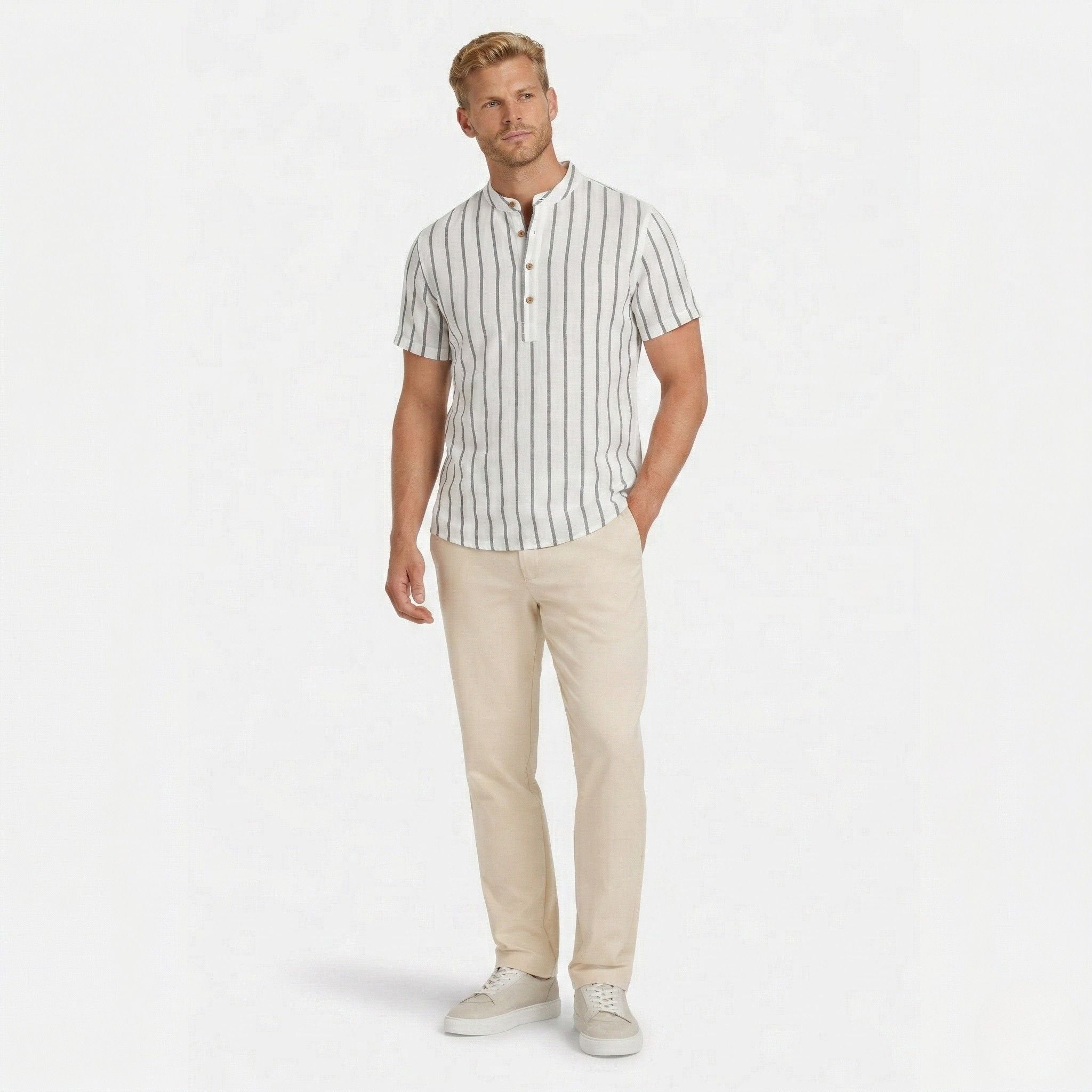 Men's Short Sleeve Shirt Striped Regular Fit