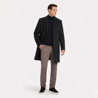 Men's Wool-Blend Overcoat Single-Breasted Notch Lapel  Tailored Fit