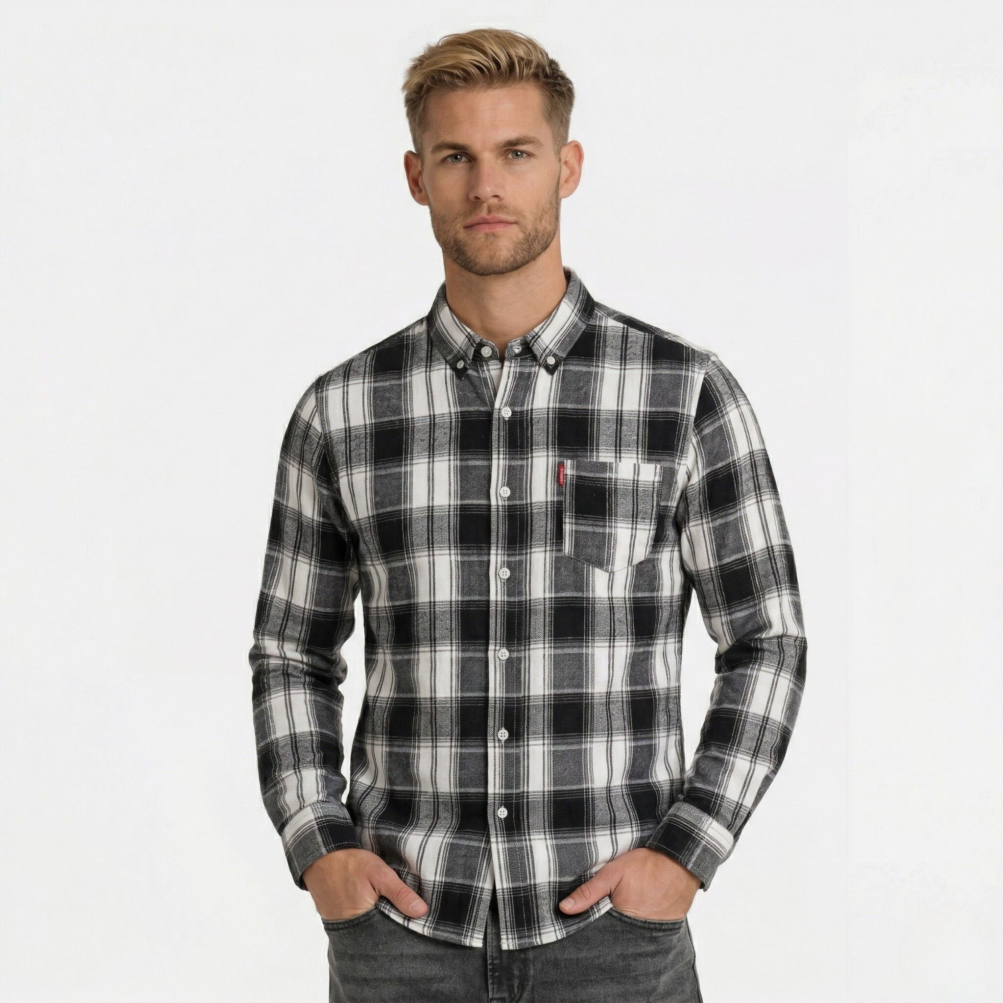 Men's Long Sleeve Shirt Button-Down Collar Regular Fit