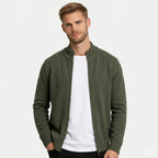 Men's Knit Cardigan Wool-Blend Zip Funnel Neck Regular Fit