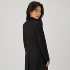 Women's Wool-Blend Coat Longline Flap Pockets Tailored Fit