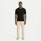 Men's Knit Polo Ribbed Short Sleeve Shirt Slim Fit