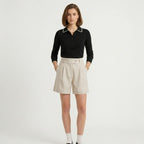 Women's High-Waist Shorts Double-Pleat Relaxed Fit