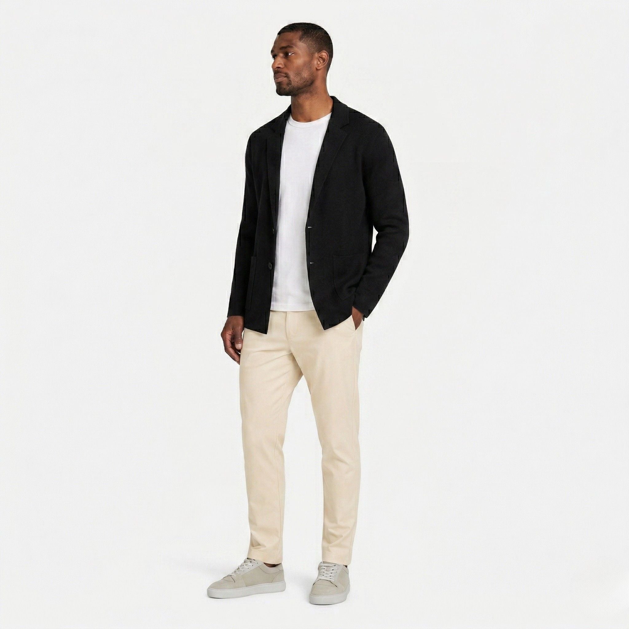 Men's Knitted Cardigan Notch Lapel Single-Button Blazer Regular Fit