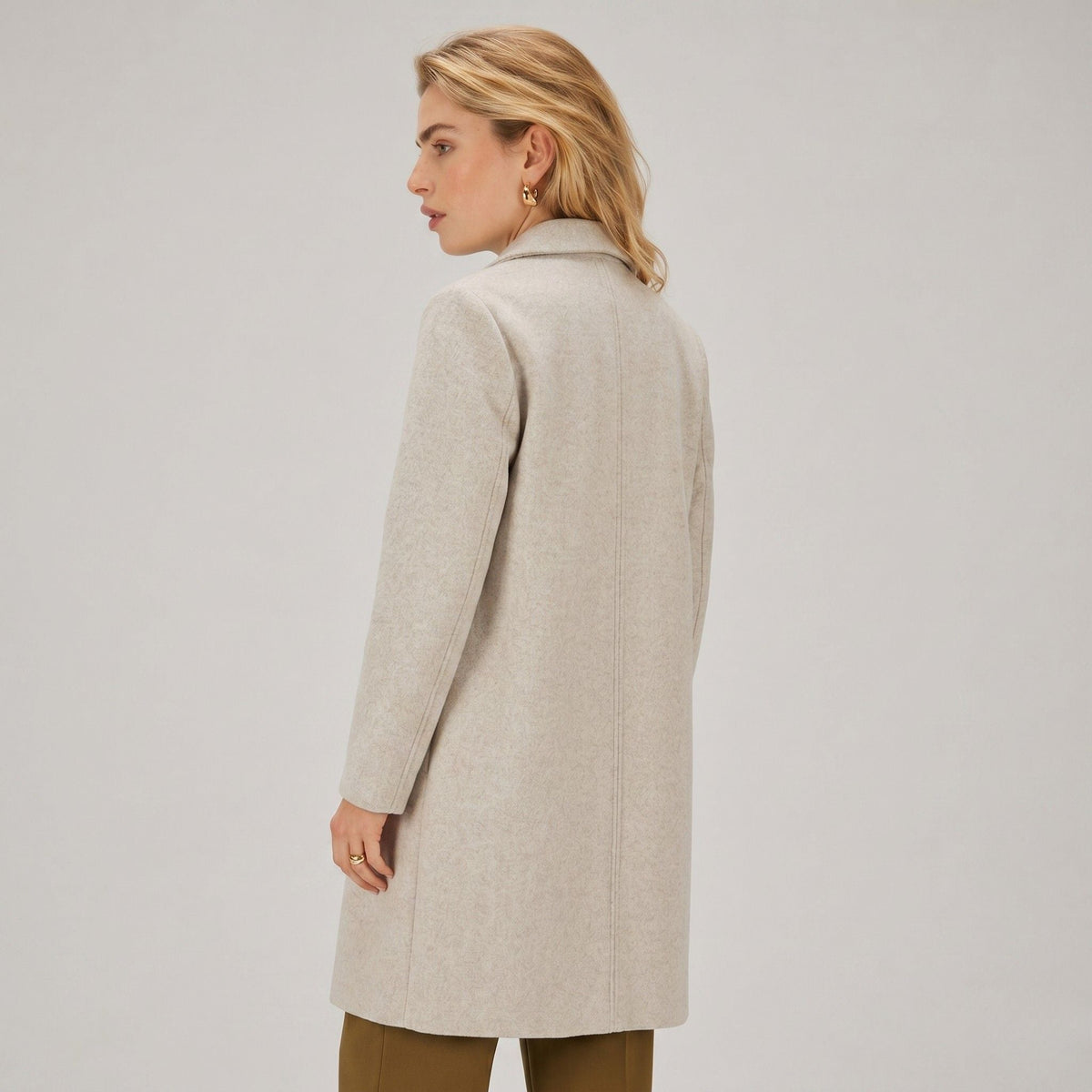 Women's Wool-Blend Coat Notch Lapel Relaxed Fit