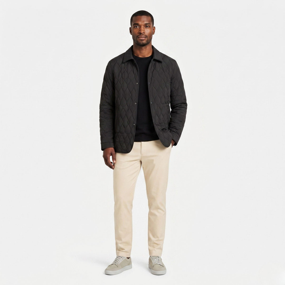 Men's Jacket Diamond Quilted Button Regular Fit