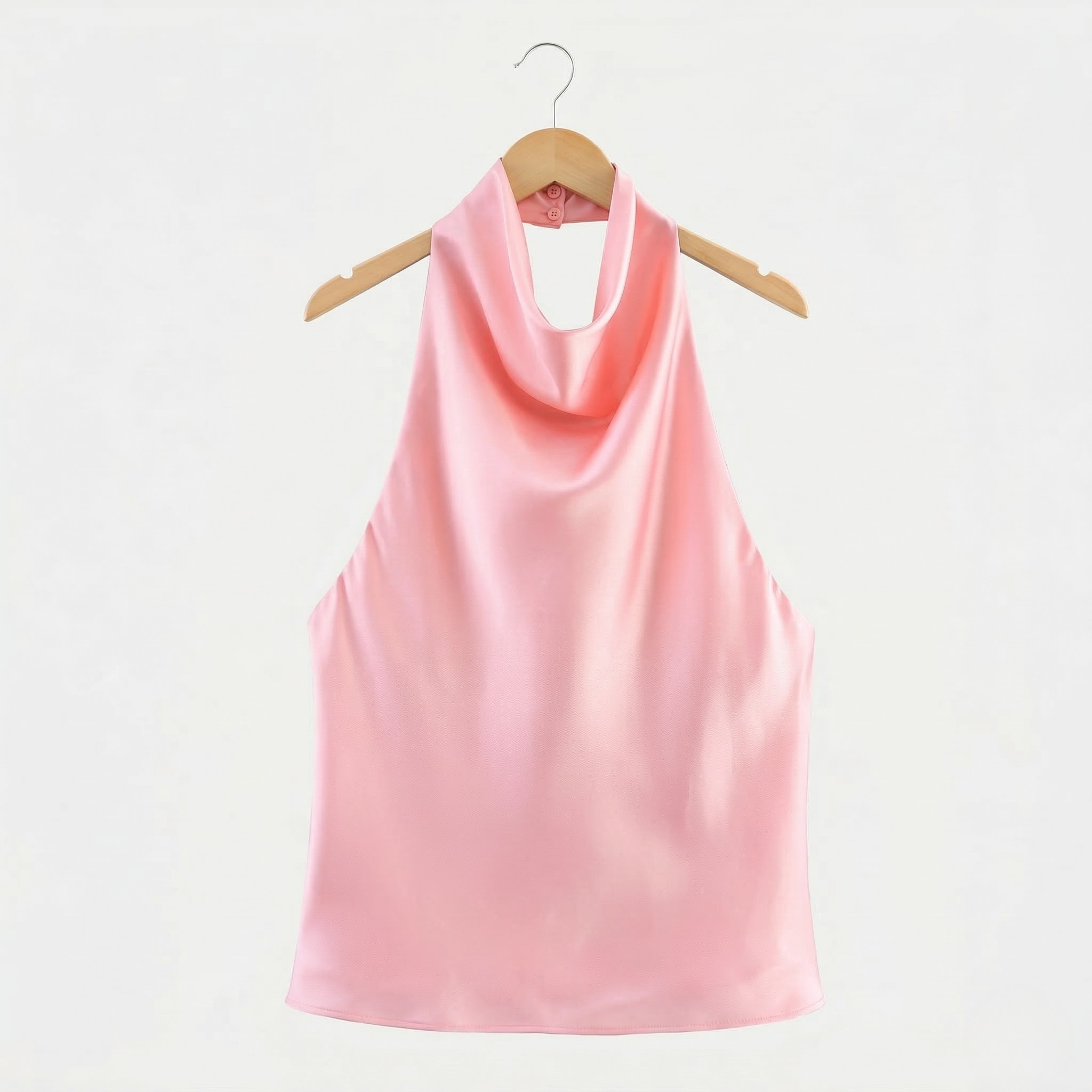 Women's Satin Top Halterneck Cowl Neck Backless