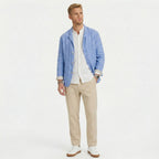 Men's Linen Jacket Notch Lapel Button-Front Blazer Relaxed Fit