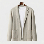 Men's Knitted Cardigan Notch Lapel Single-Button Blazer Regular Fit