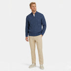 Men's Knit Jumper Cardigan Full-Zip Cable Regular Fit