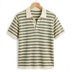 Men's Striped Polo Short Sleeve Button Regular Fit