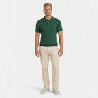 Men's Knit Polo Ribbed Short Sleeve Shirt Slim Fit