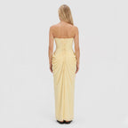 Women's Strapless Maxi Dress Bandeau Draped Side Split
