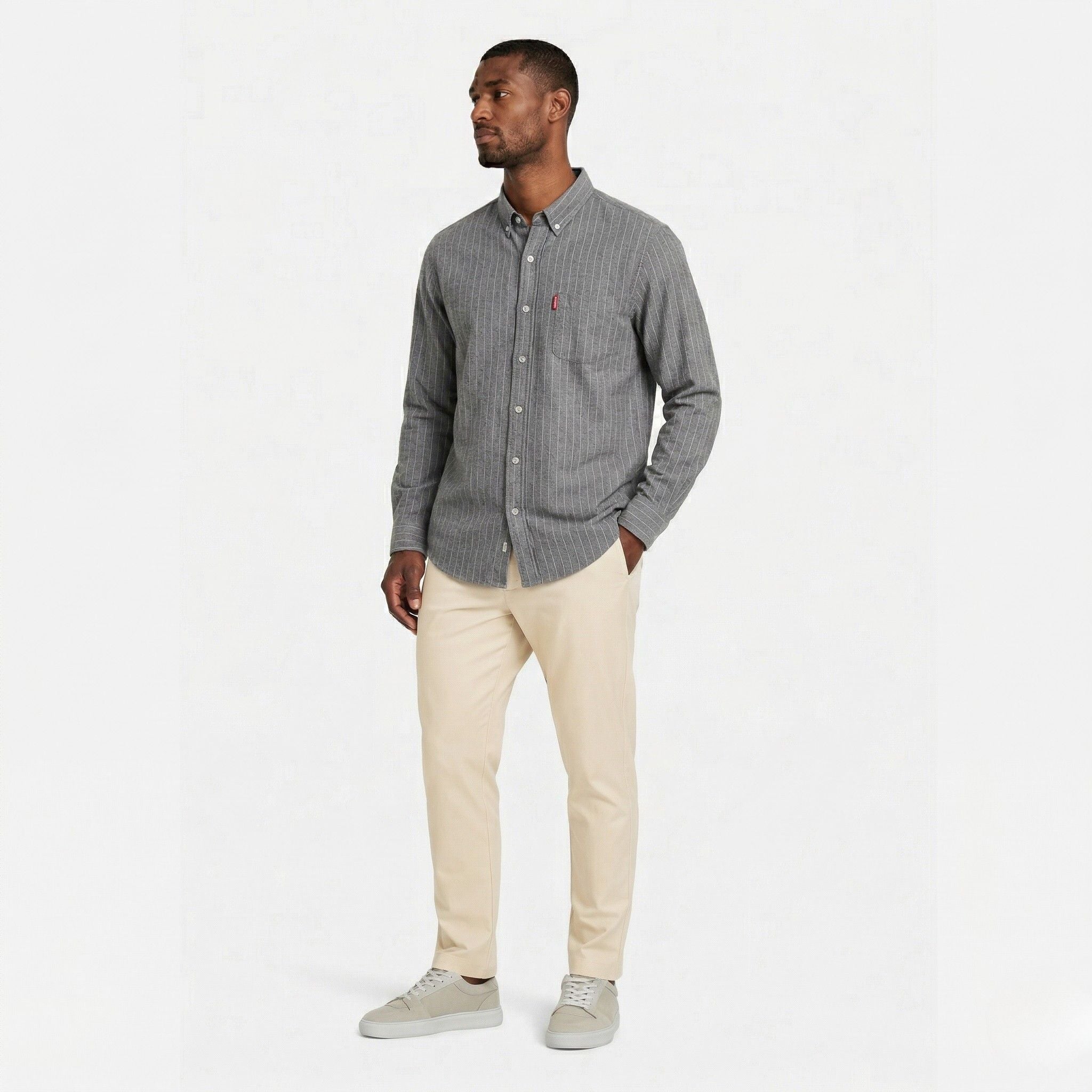 Men's Long Sleeve Shirt Button-Down Collar Regular Fit