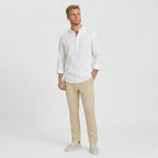 Men's Henley Shirt Long Sleeve Mandarin Collar Regular Fit