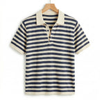 Men's Striped Polo Short Sleeve Button Regular Fit