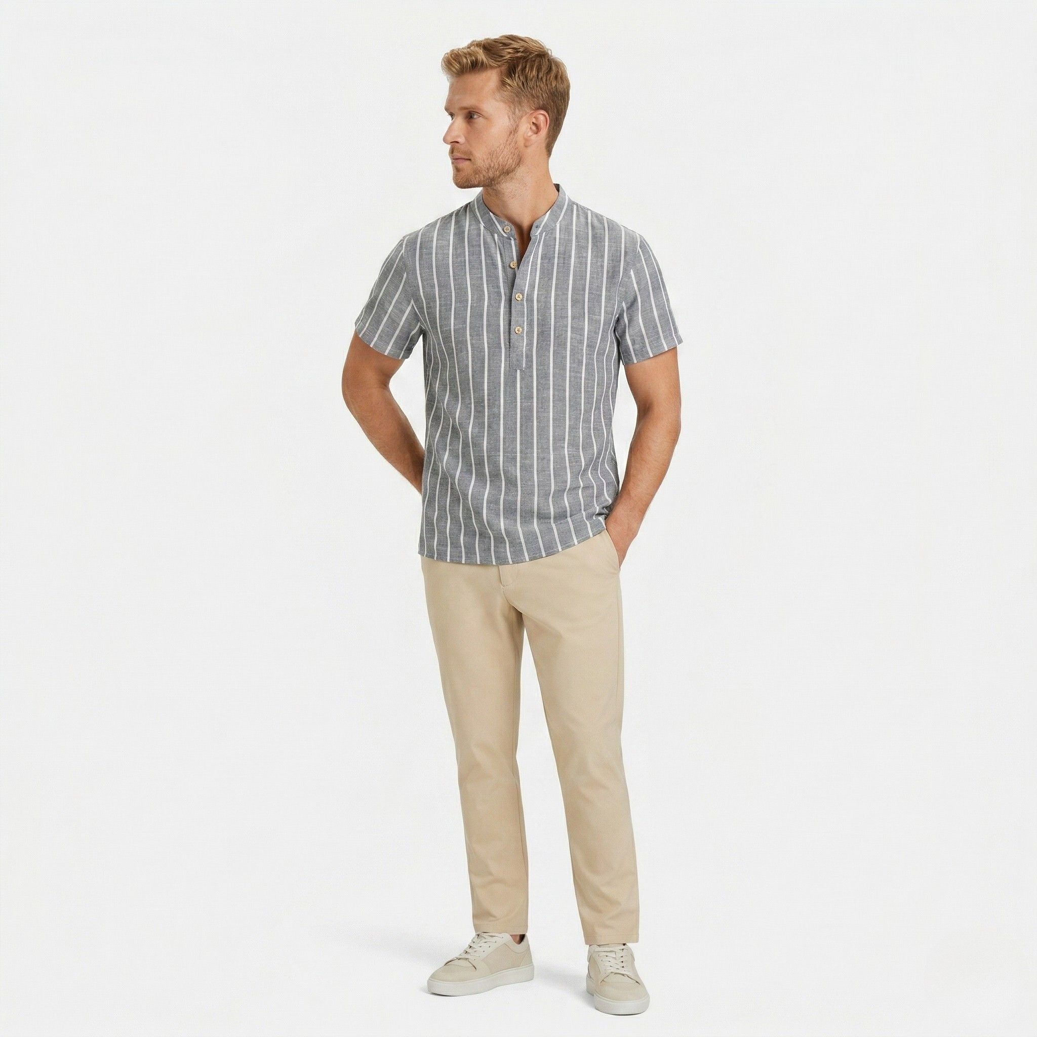 Men's Short Sleeve Shirt Striped Regular Fit
