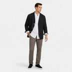Men's Linen Jacket Notch Lapel Button-Front Blazer Relaxed Fit