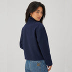 Women's Wool-Textured Coat Jacket Single-Breasted Funnel Neck