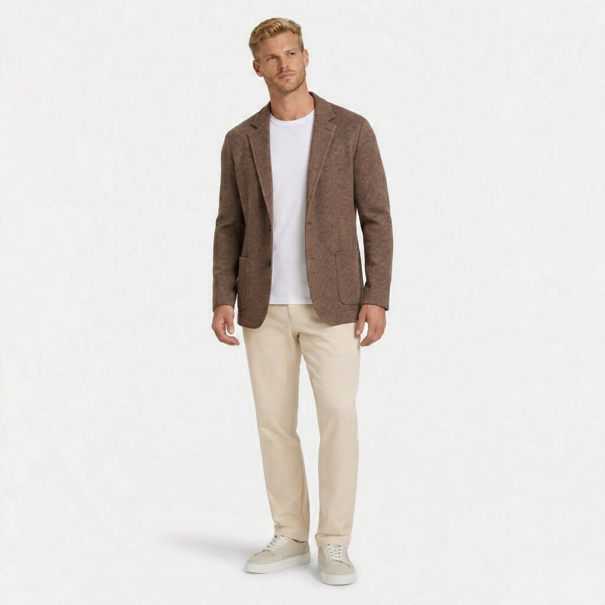 Men's Knitted Cardigan Notch Lapel Single-Button Blazer Regular Fit