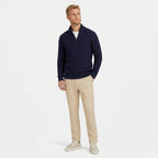 Men's Knit Jumper Cable Quarter-Zip Funnel Neck Regular Fit