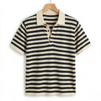 Men's Striped Polo Short Sleeve Button Regular Fit