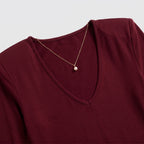 Women's V-Neck Top V-Neck Structured Shoulder Long Sleeve