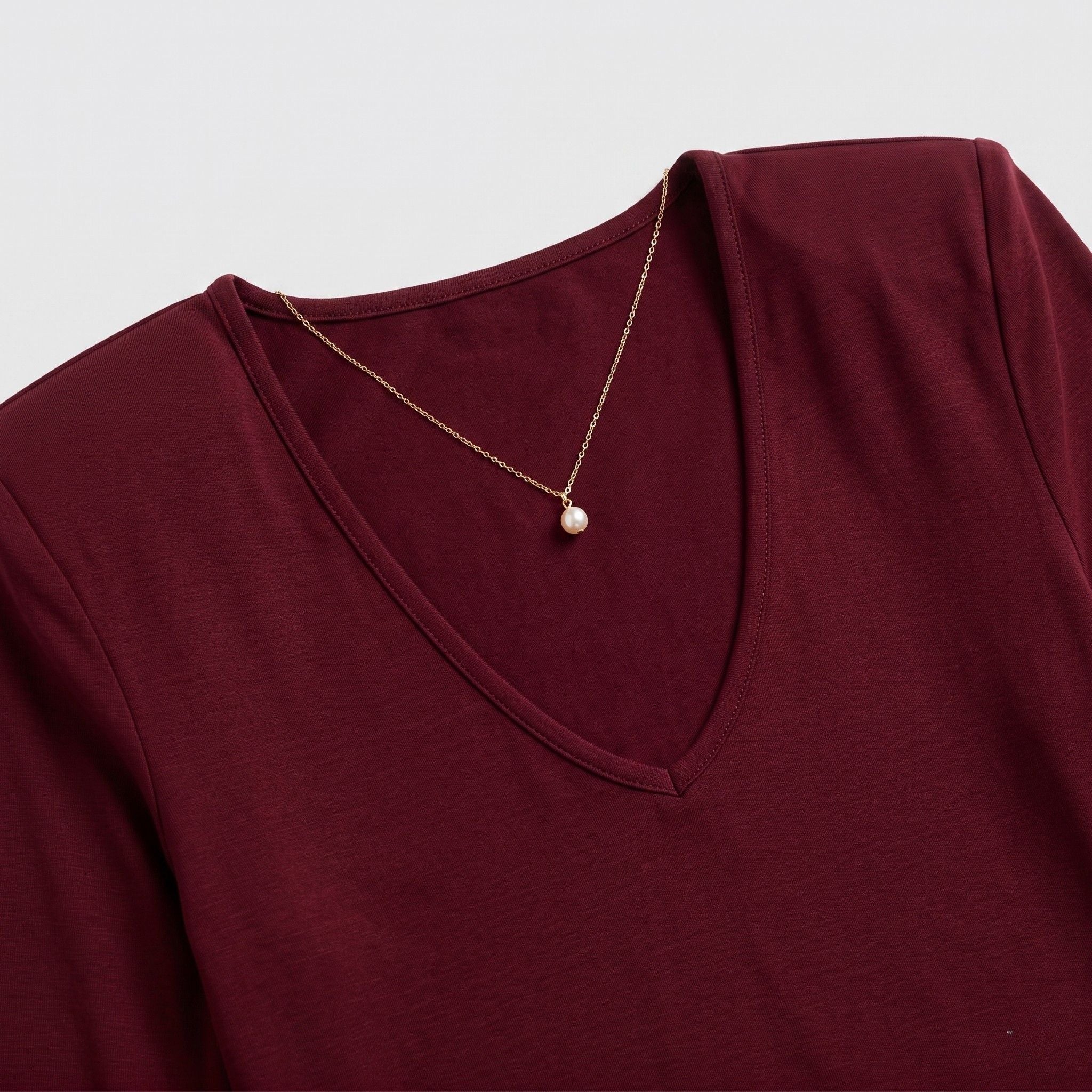 Women's V-Neck Top V-Neck Structured Shoulder Long Sleeve