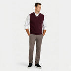 Men's Fine Knit Jumper Vest V-Neck Regular Fit