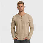 Men's Henley Shirt Long Sleeve Regular Fit